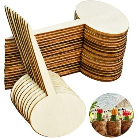 SHTUUYINGG 50Pcs Durable Plant Tags, Oval Shaped Wooden Plant Tags Waterproof Garden Labels ...