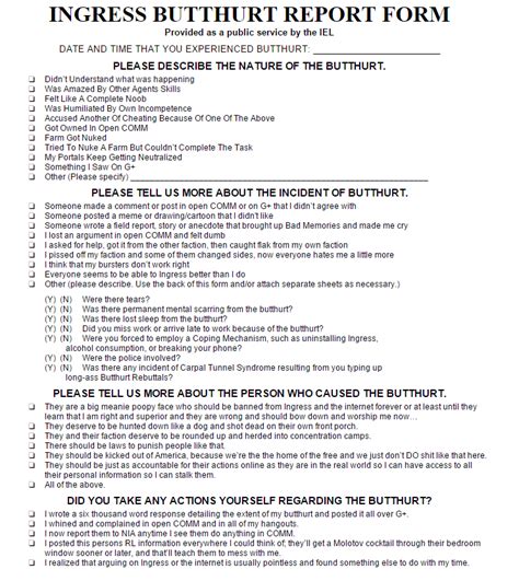 Butthurt Report Form Pdf