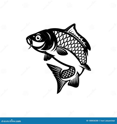 Carp Fishing Club. Emblem Template With Carp Fish And Fisherman. Design Element For Logo, Label ...