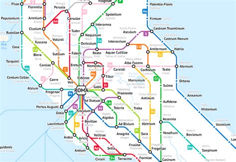 Ancient Roman Roads in Italy Transformed Into Modern Subway Map