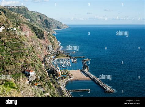 Coast from Calheta with Harbour and Sandy Beach in Funchal, Madeira Stock Photo - Alamy
