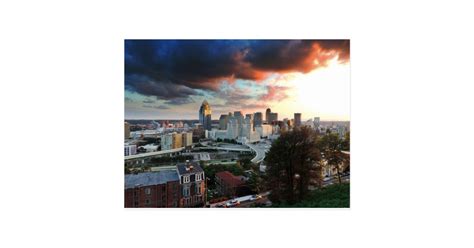 Cincinnati skyline at sunset postcard | Zazzle.com