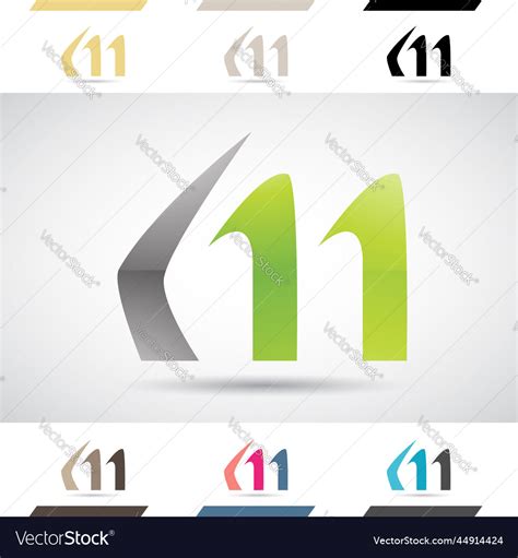 Black and green glossy abstract logo icon Vector Image