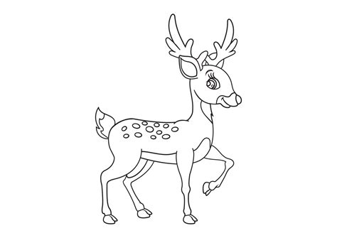 Black and White Cute Cartoon Deer 6018737 Vector Art at Vecteezy