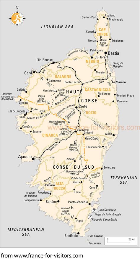 Carte De La Corse à Imprimer | Carte D Italie