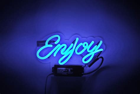 Enjoy Neon Sign - Cast a beckoning blue neon glow on your wall with our ...