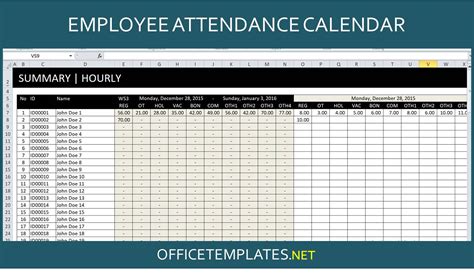 2022 Employee Attendance Template