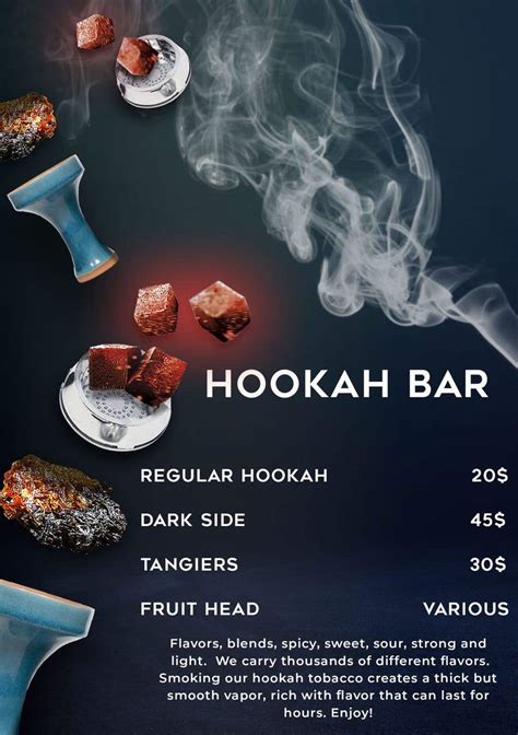 Entry #6 by tanmayyyyyy for Hookah lounge menu | Freelancer