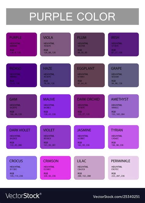 Purple Color Chart With Names