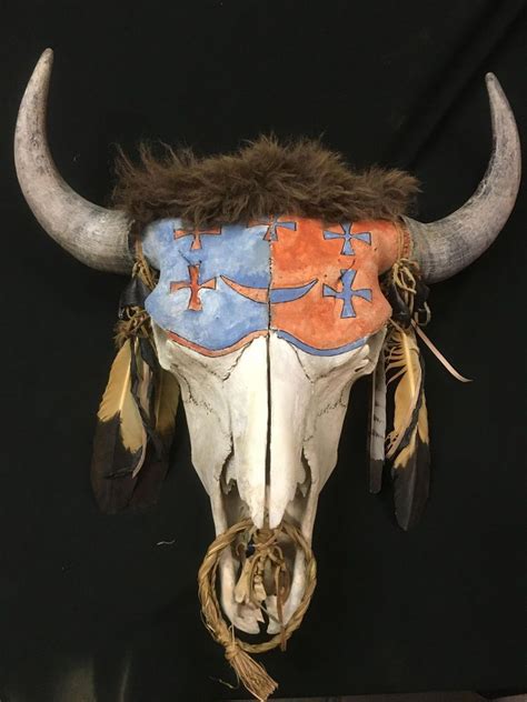 BUFFFALO SKULL, PAINTED, BISON, GHOST DANCE, HORNS, NATIVE AMERICAN, WESTERN | Sporting Goods ...