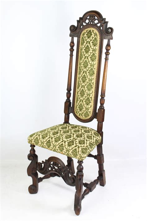 Pair Antique Victorian Carolean Style Walnut Chairs