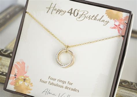 40th Birthday gift for women, 40th Birthday jewelry for her, 4 Decades necklace for friend ...