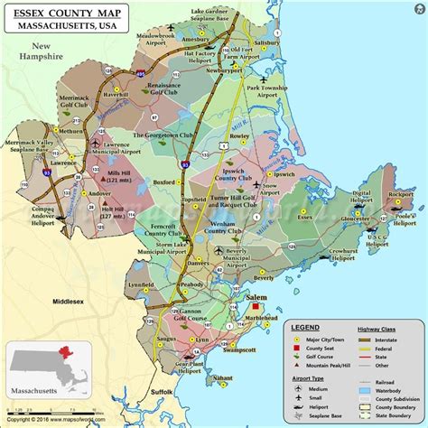 Essex County Map, Massachusetts