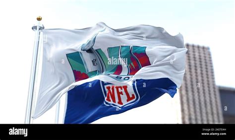 Glendale, US, Nov 2022: The 57th Super Bowl flag flying with the NFL ...