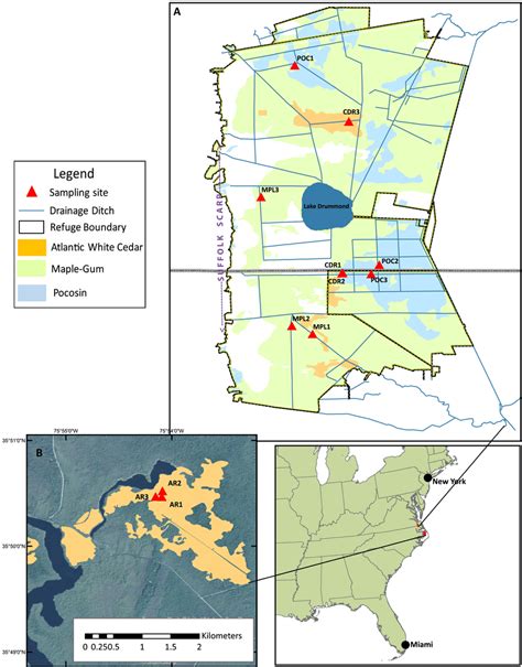 Map of the Great Dismal Swamp National Wildlife Refuge (GDS; A) in... | Download Scientific Diagram