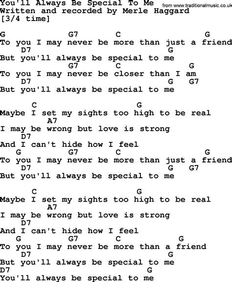 You'll Always Be Special To Me by Merle Haggard - lyrics and chords