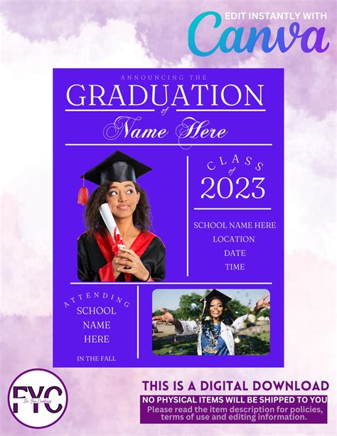 2023 Graduation Invitation Template Purple - Etsy