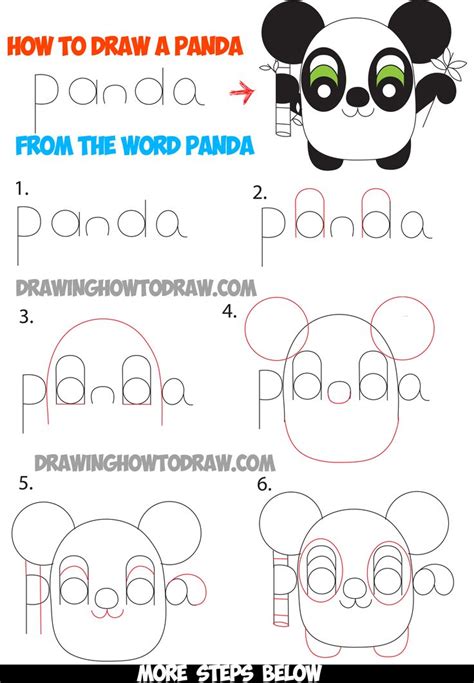 How to Draw Cartoon Pandas from the Word Panda Easy Step by Step ...