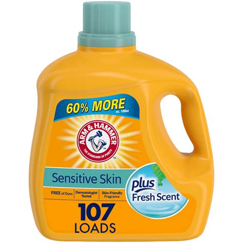 Arm & Hammer Sensitive Skin Plus Fresh Scent, 107 Loads Liquid Laundry Detergent, 160.5 Fl oz ...