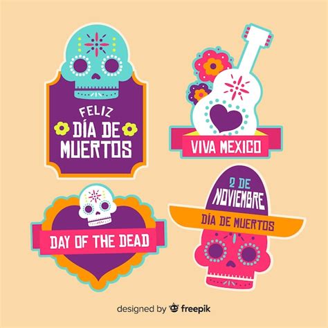 Free Vector | Lovely mexican festivity badge collection with flat design