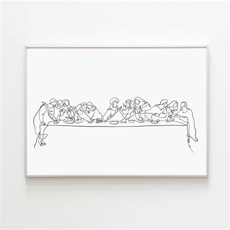 The Last Supper Wall Art Christian Modern Line Art Jesus - Etsy Canada