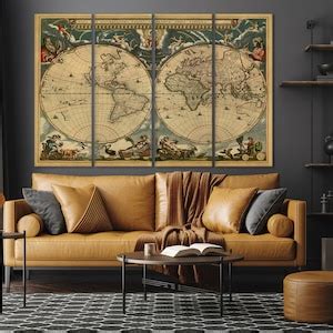 Old World Map Canvas, Vintage World Map Canvas Art, Old World Map Canvas, Vintage Map Canvas Art ...