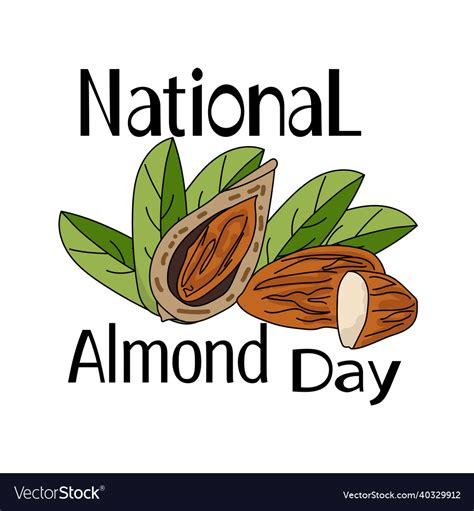 National almond day nuts in shell and without Vector Image