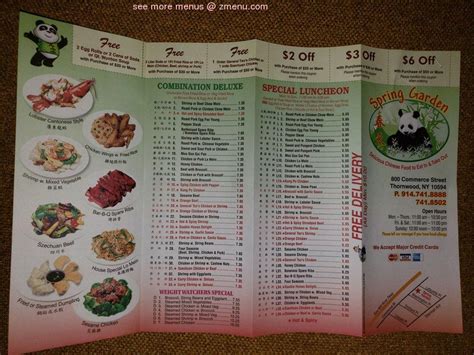 Menu at Spring Garden restaurant, Thornwood