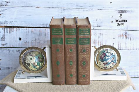 Thrift Shop Vintage Globe Bookends Upcycle - Organized Clutter