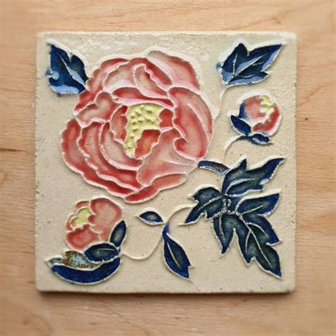 Floral Ceramic Tiles Set of 4 Accent Tiles for Backsplash | Etsy ...