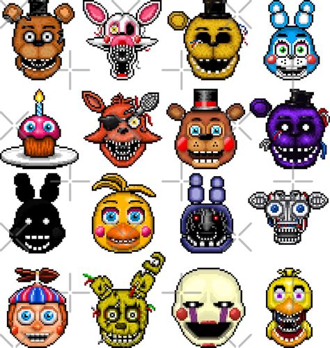 "Five Nights at Freddy's - Pixel art - Multiple characters" Stickers by GEEKsomniac | Redbubble