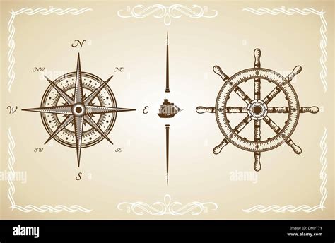 Old compass drawing hi-res stock photography and images - Alamy