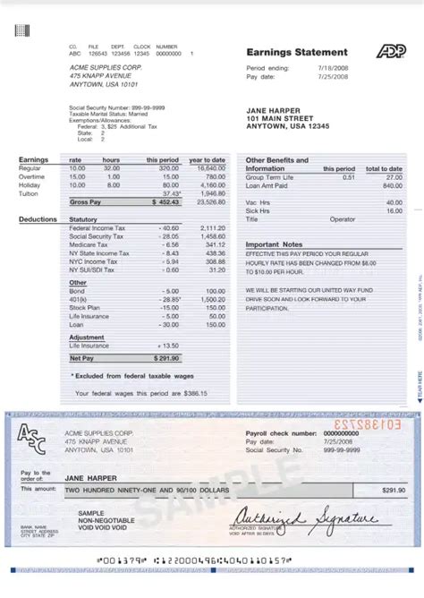 ADP Pay Stub Template ≡ Fill Out Printable PDF Forms Online