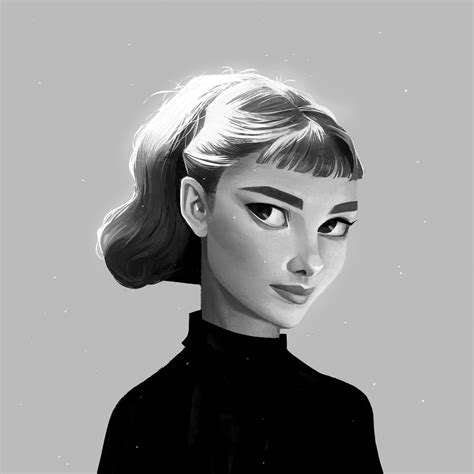 Portrait Illustration, Character Illustration, Audrey Hepburn Illustration, Digital Portrait ...
