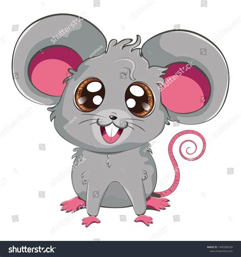 Cartoon Kawaii Anime Grey Mouse Rat: เวกเตอร์สต็อก (ปลอดค่าลิขสิทธิ์ ...