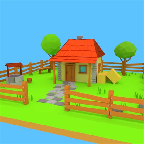 Cartoon farm house yard 3D - TurboSquid 1281215