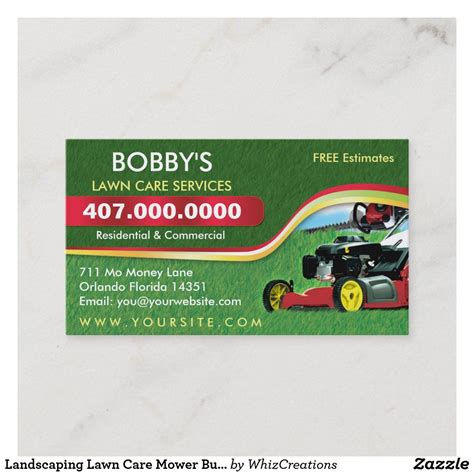 Landscaping Lawn Care Mower Business Card Template Lawn Mowing Business ...