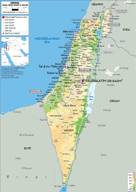 Israel Map (Physical) - Worldometer