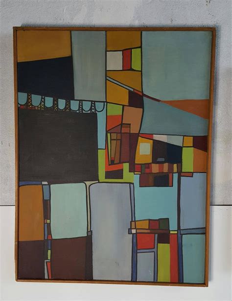 Mid-Century Modern Abstract Constructivism Oil Paintings, DeGlopper For Sale at 1stdibs