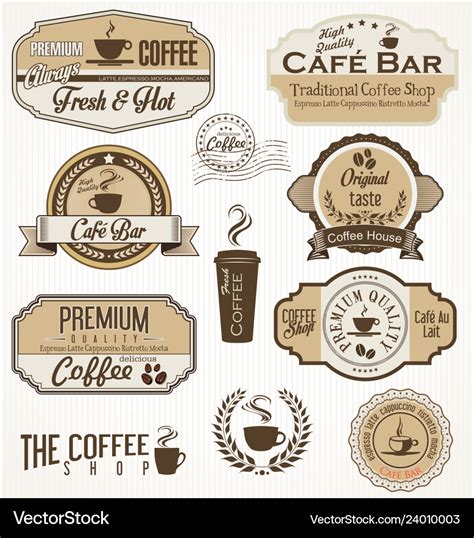 Vintage coffee labels and badges collection Vector Image