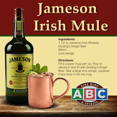 Jameson Irish Whiskey | Jameson drinks, Irish drinks, Jameson whiskey drinks