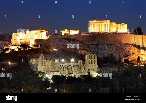 Athens - Acropolis at night, Greece Stock Photo - Alamy