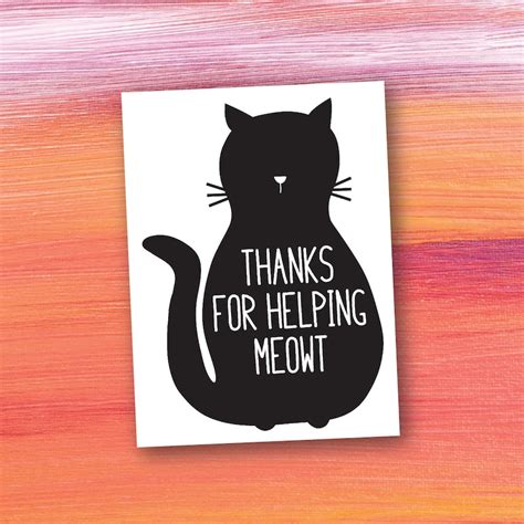 Cat Thank You Card Digital Printable Animal Rescue - Etsy