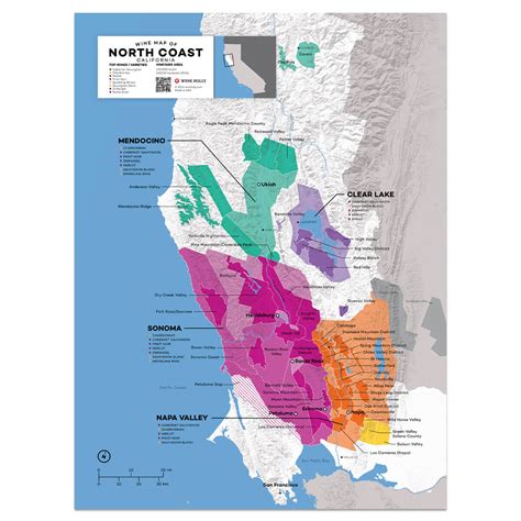 Regional Wine AVA Map of North Coast, CA, USA | Wine Posters - Wine Folly