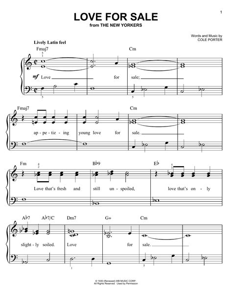 Cole Porter "Love For Sale" Sheet Music Notes | Download Printable PDF Score 38092