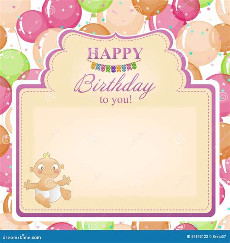 Childrens Congratulatory Background With A Birthday For Girls. Stock Vector - Image: 54343122