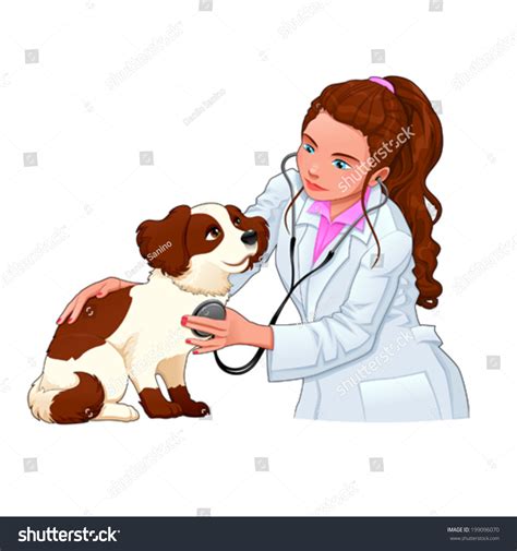 Veterinary With Dog. Funny Cartoon And Vector Illustration, Isolated Characters. - 199096070 ...