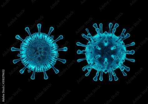 Coronavirus cell structure concept / 3D illustration of 2019 Novel ...