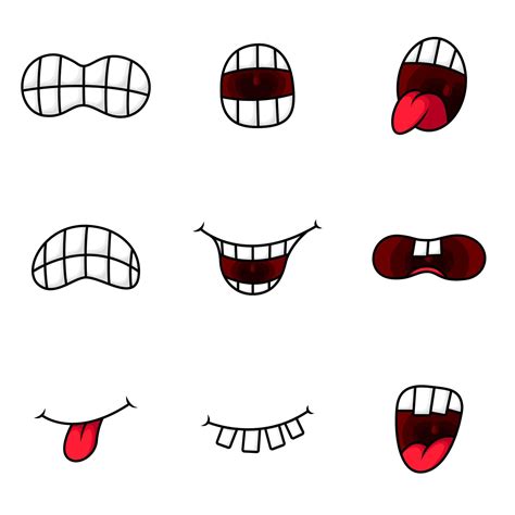 Cartoon funny mouth with different expressions 12027711 Vector Art at Vecteezy