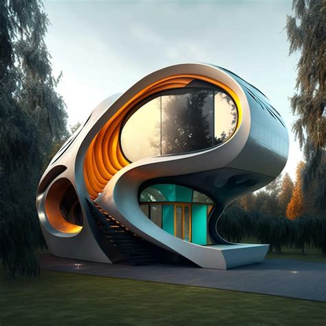 Premium Photo | Beautiful modern future house with a curved roof